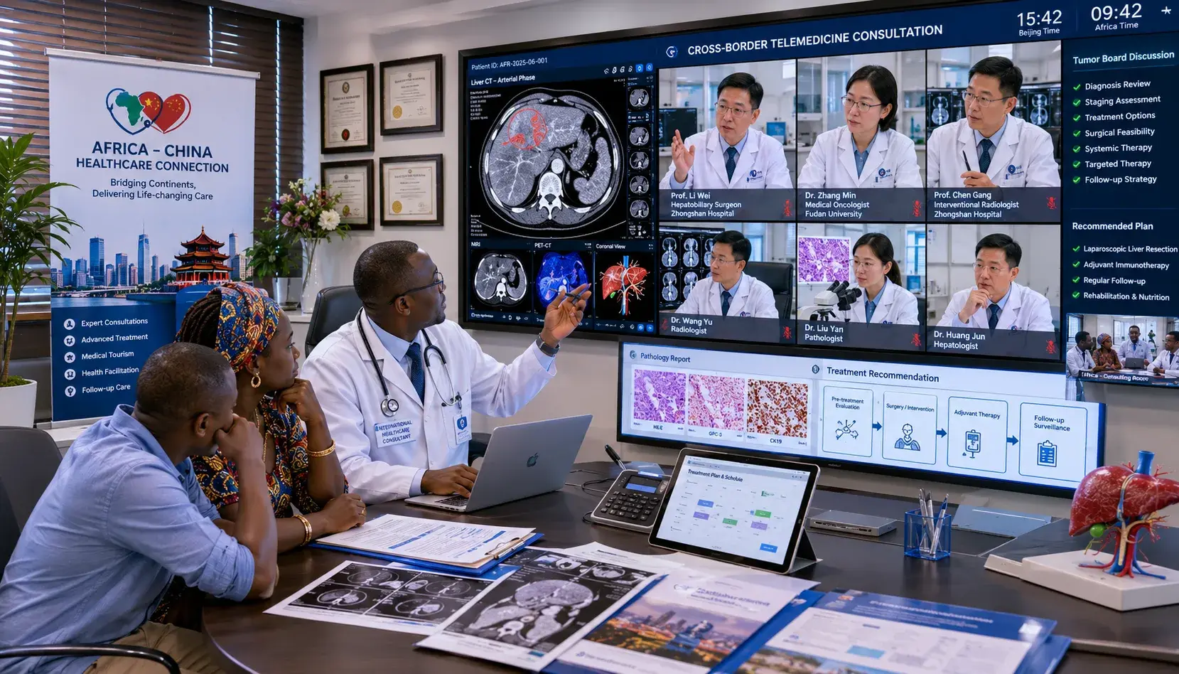 Africa-China telemedicine tumour board reviewing a patient case